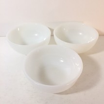 Lot of 3 Bowls 2 White Fire King  + 1 Cereal Chili Ice cream  Bowls Milk Glass - £19.46 GBP