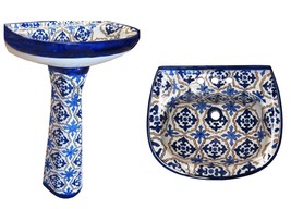 Mexican Talavera Pedestal Sink Handcrafted Ceramic - Flores - - $16,842.45 MXN