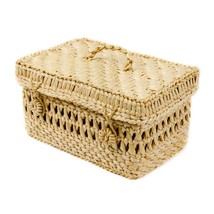Handmade Seagrass Storage Basket Box With Lid Wicker Cosmetics Basket Large - £17.70 GBP+