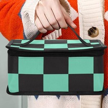 Demon Anime Checkered Black Green Insulated Lunch Bag - £27.17 GBP