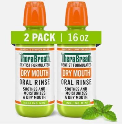 (2) Thera Breath Dry Mouth Oral Rinse Tingling Mint, 16 Oz - $17.81
