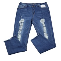 Bamboo Pants Womens 20 Blue Denim Distressed High Rise Skinny Jeans - $25.62