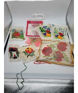 Needlepoint canvas Lot of 8 Floral Partially Stitched Butterfly Bird Fru... - $530.06 MXN