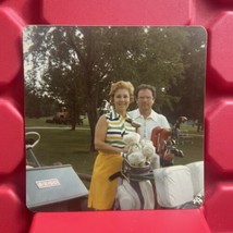 Husband And Wife By Golf Cart Clubs 3 3/8 x 3 1/2 Photograph Vintage 1976 - £6.72 GBP