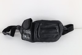 Vintage 90s Streetwear Leather Festival Fanny Pack Belted Waist Bag Black - $650.41 MXN