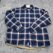 Wrangler Shirt Men L Blue Plaid Fleece Long Sleeve Button Up Collared Top Jacket - £17.91 GBP
