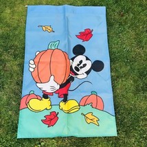 Vintage Disney Mickey Mouse Fall Thanksgiving Yard Flag Embroidered 27.5 X 43.5” - £15.47 GBP