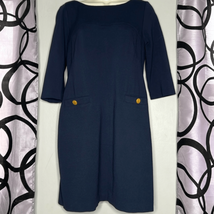 Vince Camuto Long Sleeve Navy Shift Dress With Pockets Size 6 - £18.80 GBP