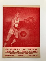 1946 NCAA Basketball St. Joseph&#39;s Hawks vs Nevada Wolf Pack Official Pro... - £11.30 GBP