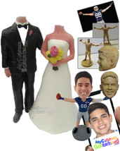 Personalized Bobblehead Walking Wedding Couple In Formal Wedding Attire - Weddin - £122.71 GBP