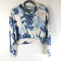 Socialite Womens Cropped Sweatshirt Hoodie Tie Dye Blue Size S - $19.24