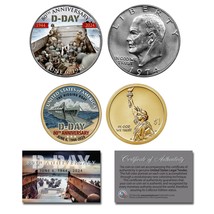 WWII D-DAY 80th Anniversary US IKE Dollar &amp; Higgins Boat $1 Dollar 2-Coin Set - £14.95 GBP