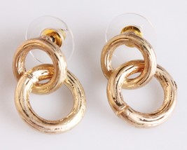 New Jardin Double Brushed Gold Plated Small Hoop Earrings NWT - £8.83 GBP