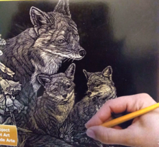 ROYAL LANGNICKEL Gold Foil Engraving Art Kit Fox &amp; Cubs 2013 New Old Stock - $5.87