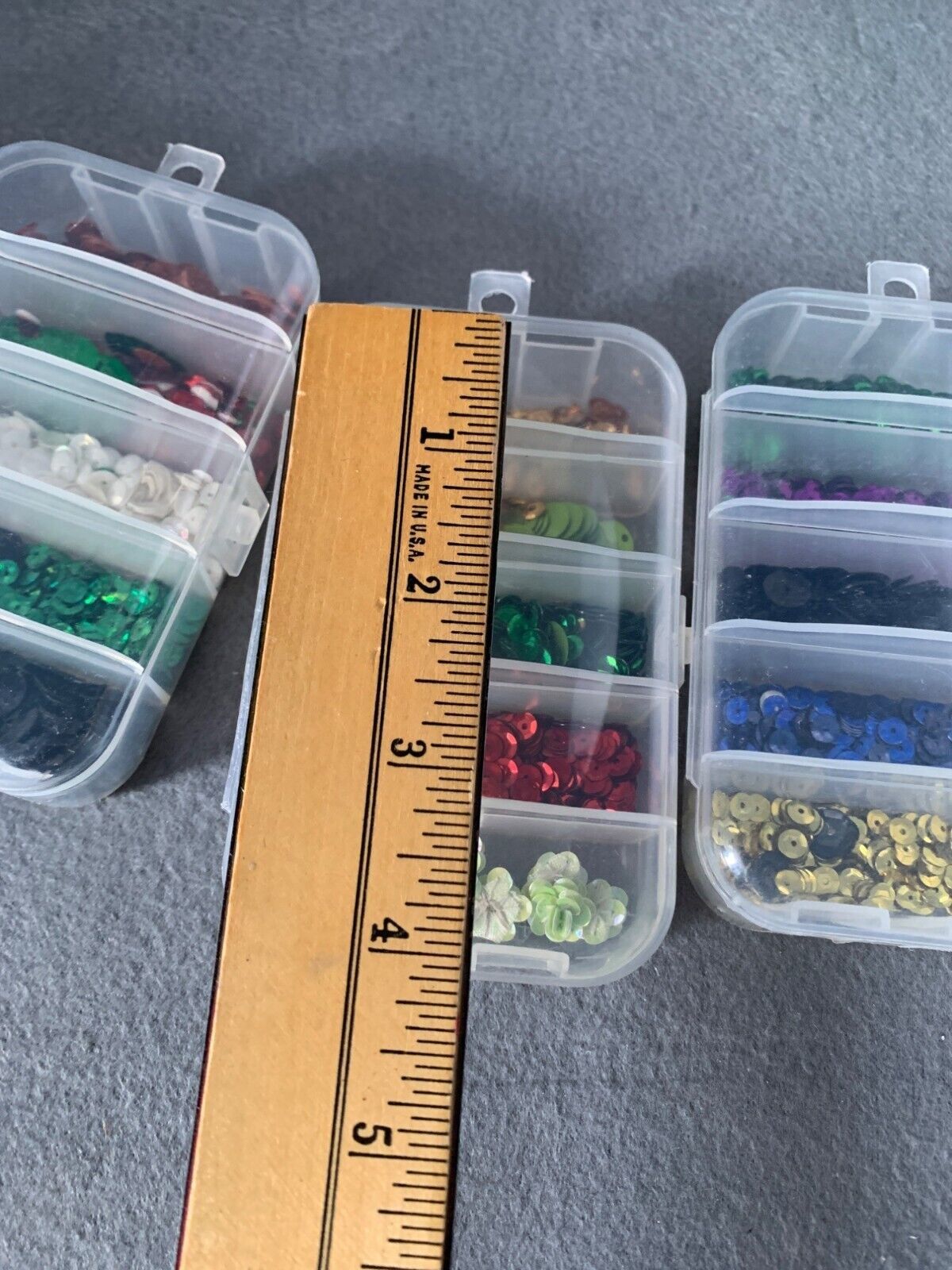 Vintage Craft Supplies Sequins Variety Colors In Organizer Box Crafting Sewing & Item image 9
