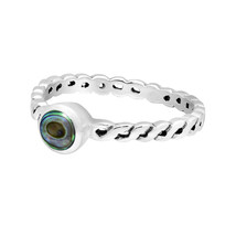 Elegant Multi-Colored Abalone Shell Inlay Sterling Silver Twisted Band Ring - 7 - £10.42 GBP