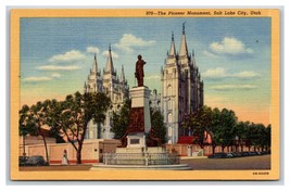 Pioneer Monument Salt Lake City Utah UT UNP Unused Linen Postcard Y11 - £2.35 GBP