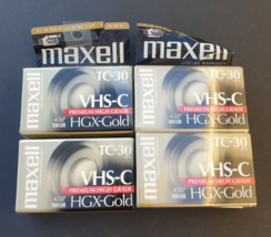 Maxell VHS-C HGX-GOLD TC-30 Video Camcorder Blank Tapes NEW SEALED Lot of 4 - $28.49