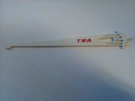 TWA Trans World Airline Swizzle Stick Drink Stirrer 4 engine jet white red - $6.81