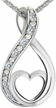Sterling Silver Infinity Loop Heart Diamond Pendant Necklace 0.17 Carats 18-Inch - £67.87 GBP
