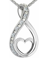 Sterling Silver Infinity Loop Heart Diamond Pendant Necklace 0.17 Carats... - £69.24 GBP