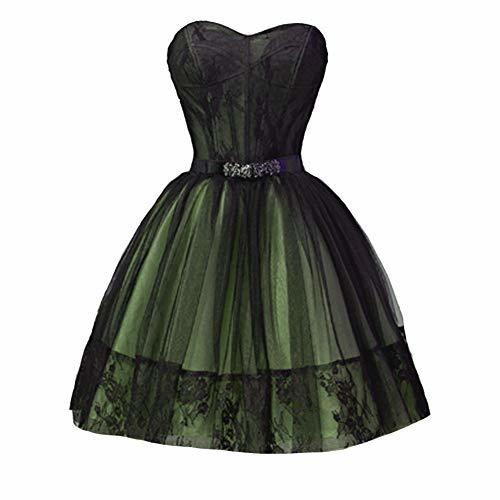 Little Black Gothic Short Ball Gown Corset Prom Homecoming Dress Sage US 14
