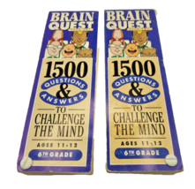 2 Brain Quest 6th Grade 1500 Questions Mind Challenge Ages 11-12 set 1 &amp; 2 quiz - £9.48 GBP