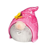 Gnome 84G3251 4.3&quot; H Ceramic Garden Statuary w/ Metal Butterfly Pink - £16.06 GBP