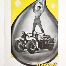 1947 Pennzoil Motor Oil Advertisement Motorcycle Stunt Man Automobilia D... - $24.99