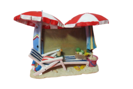 Ceramic 3D Beach Scene Photo Frame Fits 5&quot;L x 3.5&quot;T Umbrellas Chairs San... - $15.84