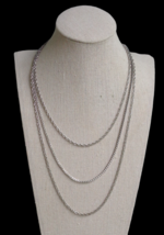 Vtg Crown Trifari Hang Tag Silver Tone Layered 3 Strand Chain Necklace Jewelry - £18.78 GBP