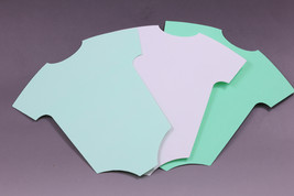 Seafoam Green &amp; Embossed Gray Baby Onesie cutout 5&quot; x 4&quot; - pack of 50 - $8.00