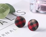  earring stud for women girl retro chic round button plaid earrings cloth material thumb155 crop