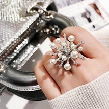 Fashion Big Snowflake Rings For Women Creative Statement Ring Jewelry Personalit - £7.55 GBP