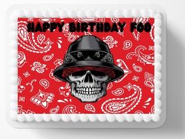 Homeboy Skull Happy Birthday Foo Happy Birthday Cholo Edible Cake Toppe ... - £13.16 GBP