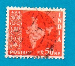 Used India Postage Stamp (1957) 50np Map of India - Scott #286 - £1.61 GBP