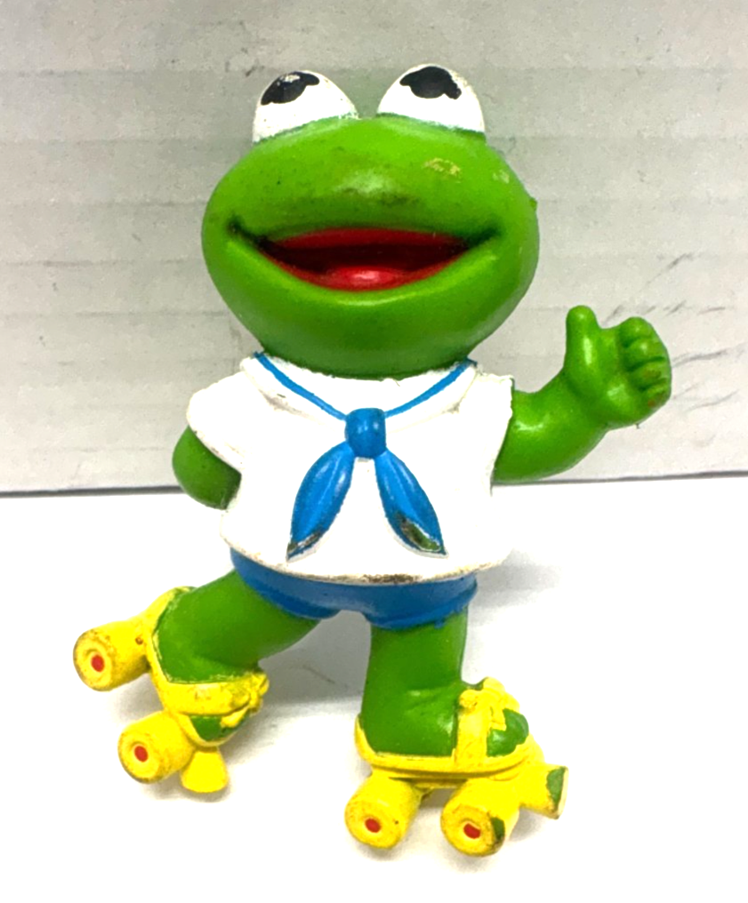 Baby Kermit The Frog On Roller Skates 2&quot; PVC Cake Topper Figure - $7.92