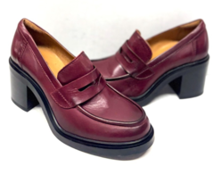 MIZ MOOZ LEATHER SLIP ON HEELED LOAFER WINE  37EU / 7US NEW # X-41 - $94.05