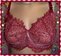 36C Burgundy Red WIne Dream Angel Wicked Unlined UPLIFT PU Victorias Secret Bra - $39.99