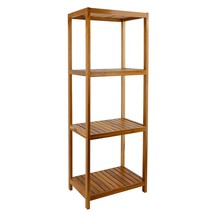 Teak Bathroom Shelf, 4-Tier Storage Shelf, Wooden Stand Shelf Organizer ... - $187.99