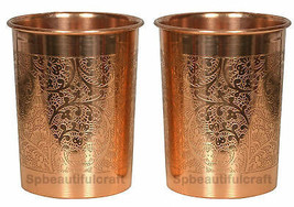 Pure Copper Water Drinking Glass Serving Tumbler 300ML Health Benefits Set Of 2 - £12.70 GBP