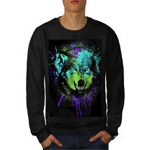 Wellcoda Danger Wolf Face Mens Sweatshirt, Angry Casual Pullover Jumper - £23.64 GBP+