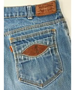 VTG RARE Levis Back Pocket Picture Leather Corduroy Denim Orange Tab Jeans - £310.73 GBP