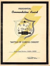 Battle of Corpus Christi Presidential Commendation Award U S Navy 1943 - $39.70