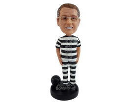 Custom Bobblehead Jail fugitive male wearing jail clothe and a Ball and chain at - £71.14 GBP