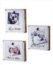 Picture Holders with Clip Wall Decor Metal Set of 3 Distressed Look 7"x 8" high image 1