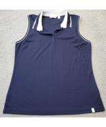 Lady Hagen Polo Shirt Womens Medium Navy Sleeveless Collared Pique Rib T... - $20.32