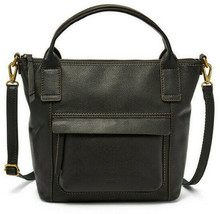 Fossil Aida Satchel Black Leather Crossbody Bag Brass SHB2098001 NWT $198 Retail - £79.12 GBP