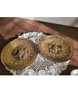 Vintage brass wall plaques fruit MCM made in England - £14.70 GBP