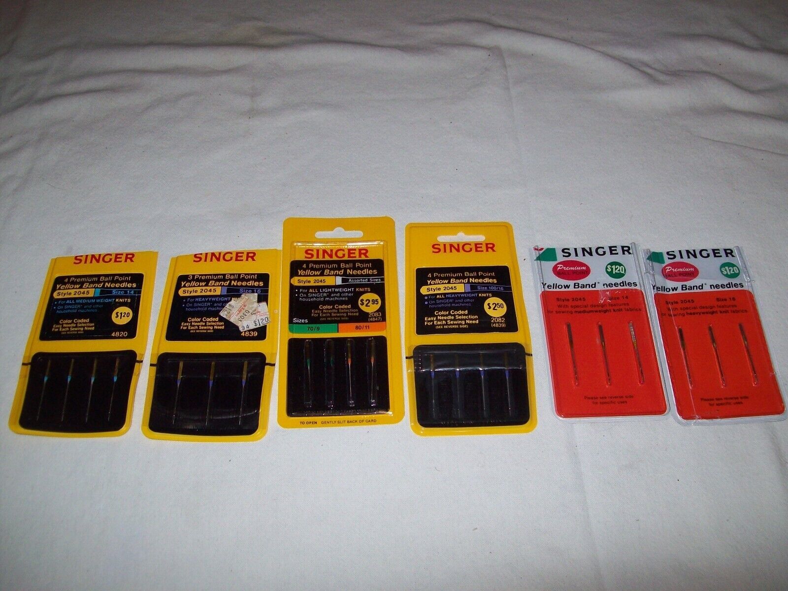 6 Vintage Packs Singer Sewing Machine Needles Yellow Band Ball Point 2045 New - $19.79